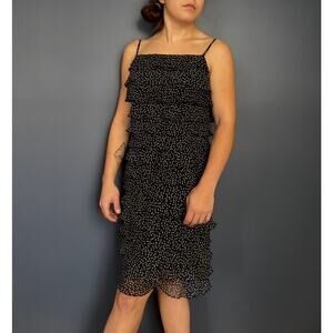 Vntage-Style Silk Black & White Polka Dot Tiered Dress